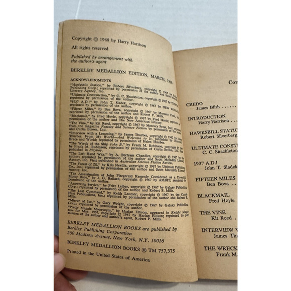 The Best of 1967, a sci fi anthology First Edition/ PB/ Berkley Books VTG - Picture 7 of 7